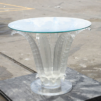 Maßgefertigter OEM Moderner Runder Esstisch aus Gehärtetem Glas mit Transparenter Blumen-Harz-Basis für Wohnzimmer