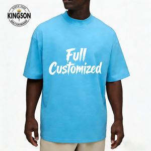 T-shirt da uomo personalizzate di lusso, oversize, in cotone pesante 100% con collo a costine, all'ingrosso - Product Image 1