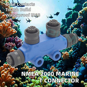 <strong>Premier</strong> Cable PCM-0465 Dual M12 NMEA 2000 Backbone Tee Adapter PVC Housing IP68 Rated Gold-plated Copper <strong>Contacts</strong> 2-Way Marine - Product Image 2