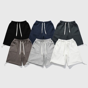 Shorts de plage pour hommes, taille mi-haute, en tissu éponge tricoté, style sportif décontracté, motif uni, avec logo personnalisé, service OEM disponible - Product Image 2