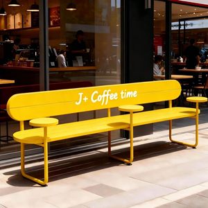 Panca Quadrata da Esterno in Bambù con Fiori Artificiali per Cortili, Negozi di <span class=keywords><strong>Tè</strong></span>, Caffetterie e Centri Commerciali - Product Image 1