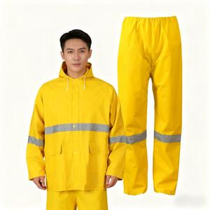 Prix d'usine 2 pièces Combinaison de pluie de travail Imperméable Veste de pluie pour moto Imperméable en PVC polyester résistant pour hommes - Product Image 3