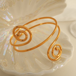 Golden Spiral <b>Bangle</b> Zinc Alloy Unisex Jewelry Fashion <b>Bracelet</b> - Product Image 1