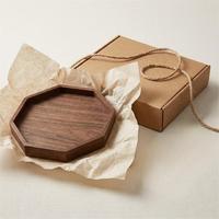 Plateau en bois de noyer noir polygonal, durable et écologique, plateau en bois massif personnalisable pour le petit-déjeuner, la table à café, les desserts