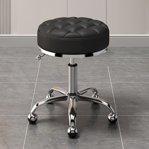 Tabouret de beauté en métal avec roulettes, pivotant et réglable en hauteur, pour salon, maquillage, coiffure, manucure, bar, travail - Product Image 6
