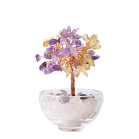 Cadeau spirituel unique en son genre, arbre en cristal d'améthyste et de citrine coloré, fait main, pour l'équilibre énergétique et la prospérité