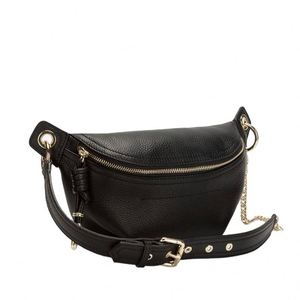 BSCI Factory BSCI Factory Genuine Leather Fanny Packs Chest <b>Bag</b> Phone Purse with Chain for Women <b>Mini</b> Belt <b>Bag</b> <b>Black</b> - Product Image 2