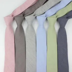 Corbatas de Algodón de Alta Calidad para Hombre, Corbata de Color Sólido, Corbata Estrecha, Corbata Delgada, Corbata Gruesa y Estrecha - Product Image 1