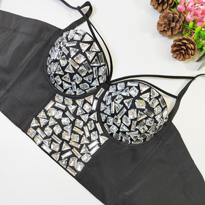 Soutien-gorge push-up à armatures pour femme, nouveau modèle orné de perles et de strass, avec gaine taille haute sexy, vêtement féminin - Product Image 5