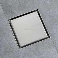 HIDEEP Drain de douche moderne pour salle de bain d'hôtel, anti-odeur, 10x10cm, carré, en acier inoxydable noir poli, certifié ISO9001