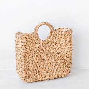 Bolso de Ciudad de Jacinto de Agua Tejido a Mano Natural, Elegante Bolso de Paja, Bolso de Playa Ecológico, Bolso de Viaje para Mujer - Product Image 5