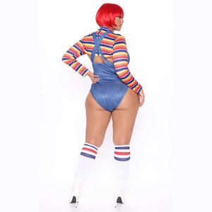 Disfraces de Halloween para Mujer 2 Piezas Muñeca Asesina de Pesadilla ¿Quieres Jugar? Body de Personaje de Película Conjunto de Disfraz de <span class=keywords><strong>Chucky</strong></span> para Halloween - Product Image 3