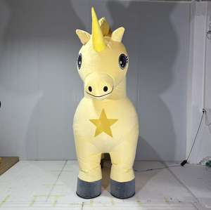 Costume da Mascotte Gonfiabile Unicorno Giallo Chiaro 2,6m Personaggio Colorato per Scuola MOQ 1 Pezzo - Product Image 1