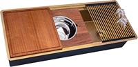 Évier de cuisine moderne Qijiang 45 pouces, carré, simple bac, fait main, encastré, en acier inoxydable 304 de calibre 16