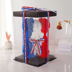 Oso de Peluche con Flores Artificiales en los Colores de la Bandera Nacional, Regalo para Fanáticos del Fútbol, Oso de Peluche con Flores Preservadas, Venta al por Mayor - Product Image 4