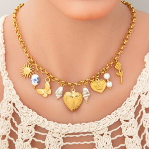 Collar con colgante en forma de corazón, cadena chapada en oro para la clavícula, regalo para mujer, joyería, accesorio de moda - Product Image 2