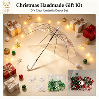 Kit de Matériaux pour Parapluie Transparent DIY de Noël, à Assembler Soi-même, Cadeau de Fête de Noël, Accessoire de Cabine Photo, Conception Personnalisée