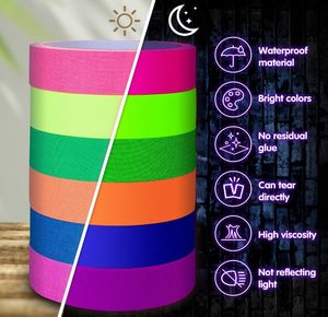 Papier et <span class=keywords><strong>film</strong></span> adhésif lumineux noir néon Fluorescent UV <span class=keywords><strong>Blacklight</strong></span> Glow in The Dark Cloth Tape Super Bright for UV Party - Product Image 4
