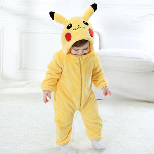 İlkbahar ve sonbahar yeni çocuk giyim tek katmanlı flanel Pikachu karikatür Onesie