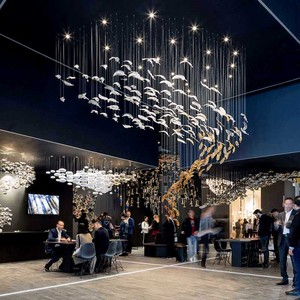 Đèn Treo Sảnh Khách Sạn Đèn Chùm Thủy Tinh Lông Vũ Lớn Cho Phòng Làm Đẹp Cho Trần Cao Của Cầu Thang Khách Sạn Đèn Chùm Thủy Tinh - Product Image 2