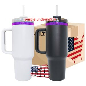 Gobelet H2.0 40 oz violet avec base plaquée et manchon en silicone, gravé au laser, idéal pour le café en voyage et les activités de plein air - Product Image 4