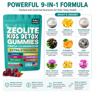 Gomitas <span class=keywords><strong>Detox</strong></span> 9 en 1 con Zeolita para Niños, con <span class=keywords><strong>Omega</strong></span>-<span class=keywords><strong>3</strong></span> y Magnesio, Limpieza de Metales Pesados de Alta Potencia, 60 Gomitas, Servicio OEM - Product Image 3