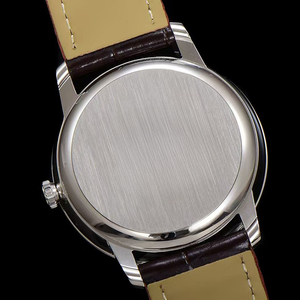 Montre automatique classique de style designer, aiguilles or rose, cadran blanc, réserve de marche, petite seconde, date, boîtier en acier 316L, bracelet en cuir marron - Product Image 4