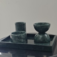 Brûleur d'encens et plateau en marbre vert moderne personnalisé pour l'intérieur, ensemble cadeau religieux pour la maison et l'hôtel, Ramadan