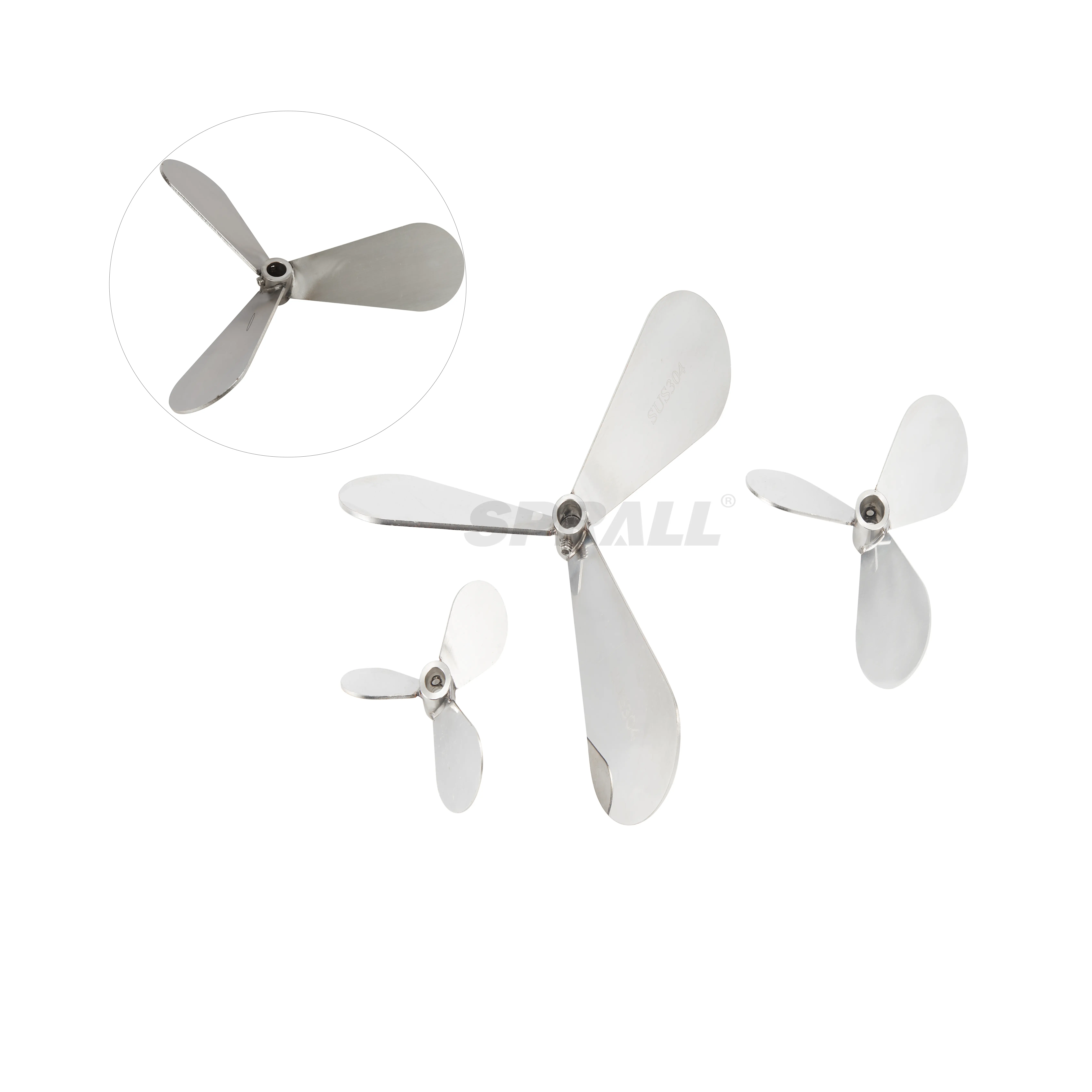 SPRALL Processing Custom 304 /316 Stainless Steel Impeller Blade Complete Mixer Accessories Three-leaf Mixing Impeller