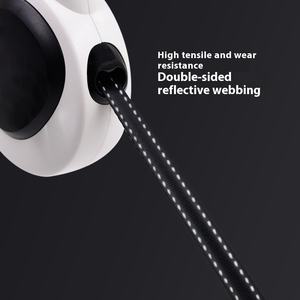 Correa de Tracción Retráctil Acolchada para Perros, Nueva, Sólida, de ABS/TPR, con Cuerda de Nailon y Acero Inoxidable, Cinta Reflectante, Estilo Clásico - Product Image 4