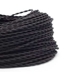 <span class=keywords><strong>Noir</strong></span> 2 Core Corde Électrique Fil Vintage Antique Tressé Torsadé <span class=keywords><strong>Tissu</strong></span> Câble D'éclairage Tissé Soie Cordon Flexible - Product Image 4
