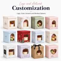 Scatola per Dessert Personalizzata in Carta Artistica Rigida con Finestra e Rivestimento in Spugna, Scatola Regalo Riciclabile per Alimenti con Rivestimento UV e Logo Personalizzato per Pasticceria