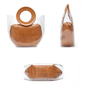 Borsa da Spiaggia Personalizzata all'Ingrosso, Trendy Borsa Tote in PVC Trasparente per Donne, con Stampa Coccodrillo e <span class=keywords><strong>Pochette</strong></span> Interna, Borsa a Tracolla - Product Image 3