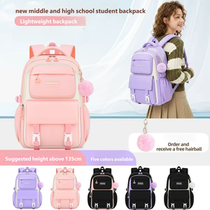 Set di Tre Pezzi <span class=keywords><strong>Zaino</strong></span> Scolastico per Studenti delle Scuole Elementari, <span class=keywords><strong>Zaino</strong></span> Casual Leggero per Ragazze, Impermeabile in Poliestere - Product Image 2