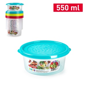 Contenitore per Alimenti Rotondo PlasticForte 550 Ml, Durevole e Riutilizzabile, Colori Assortiti - Product Image 1