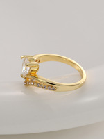 Bijoux de luxe pour femmes, double anneau en forme de cœur, zircon, plaqué or, laiton, cadeau pour la Saint-Valentin