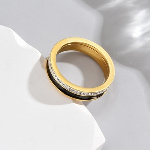 Anillo de Acero Inoxidable Giratorio con Diamantes de Corte Brillante en Fila Única, Moderno y Sencillo, para Bodas Románticas - Product Image 2