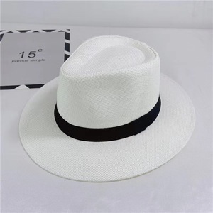 Venta al por mayor de sombreros de paja Fedora de ala ancha plana de moda de verano para hombres y mujeres para <span class=keywords><strong>playa</strong></span>, pesca, viajes, uso informal, <span class=keywords><strong>visera</strong></span> Panamá - Product Image 6