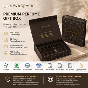 Boîte d'échantillons <span class=keywords><strong>de</strong></span> parfum <span class=keywords><strong>de</strong></span> luxe personnalisable Lionwrapack, emballage rigide en papier magnétique avec tissu en <span class=keywords><strong>lin</strong></span> et design en feuille d'argent - Product Image 2