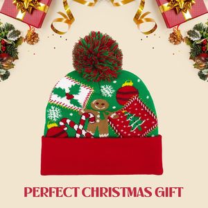 Design LED Christmas Sweater Hat <b>Light</b> <b>up</b> Xmas Beanie Knitted Cap Unisex Winter Hat Christmas Hats - Product Image 5