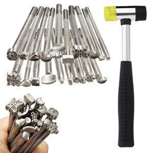 QY <b>Leather</b> <b>Punch</b> <b>Tool</b> Set 20-Piece With 25Mm Hammer For DIY <b>Leather</b> Crafting And Printing - Product Image 1