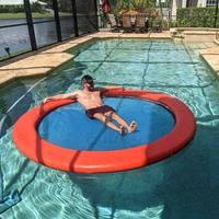 Runde aufblasbare Netz-Wassersportliege, schwimmende PVC-Lounge-Liege mit Griffen für Pool, See, Meer, große runde Netzliege