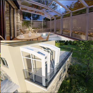 Solárium de Diseño Moderno, Retráctil, Prefabricado, de Aluminio y Vidrio, con Techo Inclinado para Villa - Product Image 3