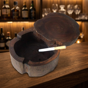 Wooden Desktop <b>Ashtray</b> with Lid Customized Shape Retro Design for Home Use - Product Image 1