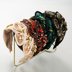 แถบคาดศีรษะลูกไม้โบว์ใหญ่สำหรับผู้หญิงพร้อมเครื่องประดับผมระดับไฮเอนด์ขอบกว้าง - Product Image 1