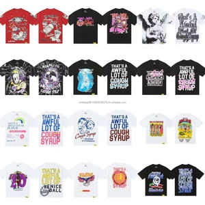 T-Shirt <span class=keywords><strong>Oversize</strong></span> di Alta Qualità a Maniche Corte 100% Cotone, <span class=keywords><strong>Abbigliamento</strong></span> Maschile con Scritta 'THAT'S AWFUL LOT of COUGH SYRUP' - Product Image 2