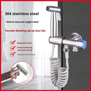 Bidé Moderno de Acero Inoxidable con Válvula Angular de Doble Control, Rociador con Una Entrada y Dos Salidas, Amplificador de Presión, Montado en la Pared para <span class=keywords><strong>Inodoro</strong></span> - Product Image 3