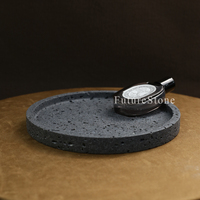 Pierre de travertin noir naturel poli rond, prix d'usine, pour hôtel, appartement, décoration intérieure, utilisation en mariage, présentoir à bijoux, plateau de service