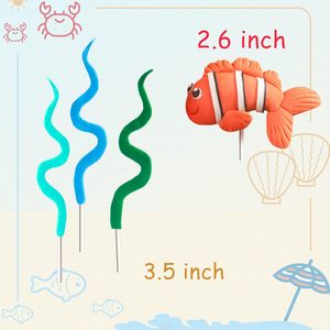 10 piezas <span class=keywords><strong>de</strong></span> bajo el tema del <span class=keywords><strong>mar</strong></span> Cupcake Topper algas pulpo caballito <span class=keywords><strong>de</strong></span> <span class=keywords><strong>mar</strong></span> delfín naranja pez tropical pastel Topper conjunto para hornear - Product Image 2