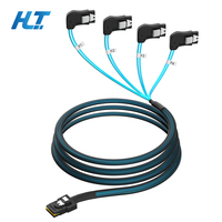 Câble de données interne pour serveur Mini SAS SFF-8087 vers 4x SATA 3.0 6 Gbps, gaine en nylon, contacts plaqués or pour carte RAID HBA HDD/SSD